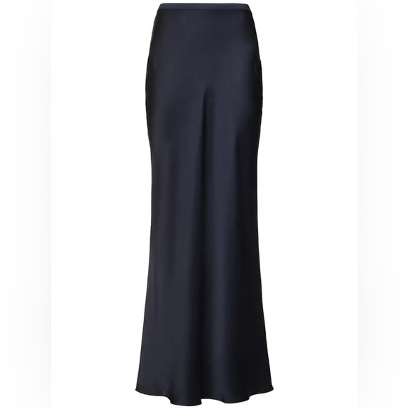 Silk Satin Black Maxi Skirt - Picture 1 of 4